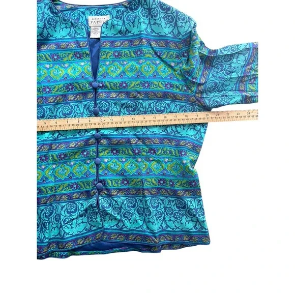 Adrianna Papell size 14 floral 100% silk vintage collarless blazer jacket - Picture 4 of 7